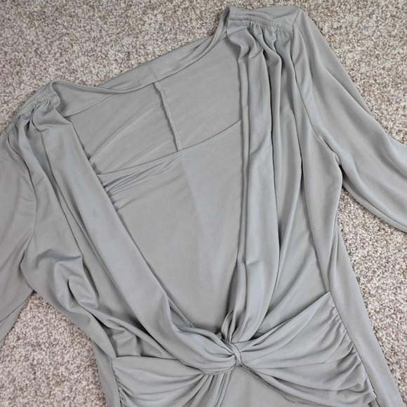 New York & Company Tops - New York & Company Womens Twist‎ Front V-Neck Top Grey 3/4 Sleeve Medium